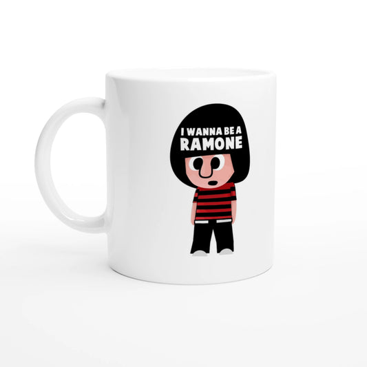 I Wanna Be A Ramone Mug - Punk Rock Fan Gift, Unique Music Lover Coffee Cup