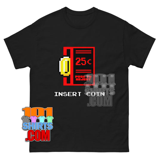 Insert Coin Arcade T-Shirt | Retro Gamer Tee | 8-Bit Gaming Gift