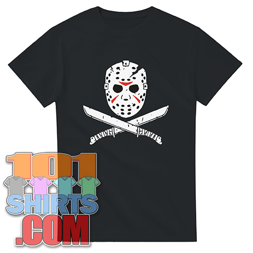 Jason Voorhees Mask & Machete T-Shirt  Friday 13th Horror Fan Tee