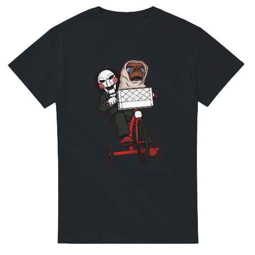 Jigsaw E.T. T-Shirt Funny Horror Crossover Edgy Pop Culture Tee