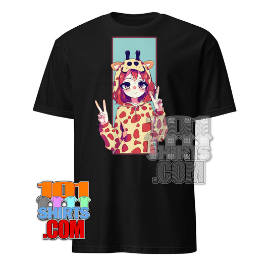 Kawaii Anime Girl Giraffe T-Shirt: Cute Japanese Style Art & Manga Fan Tee - Adorable Gift for Anime Lovers! T-Shirt