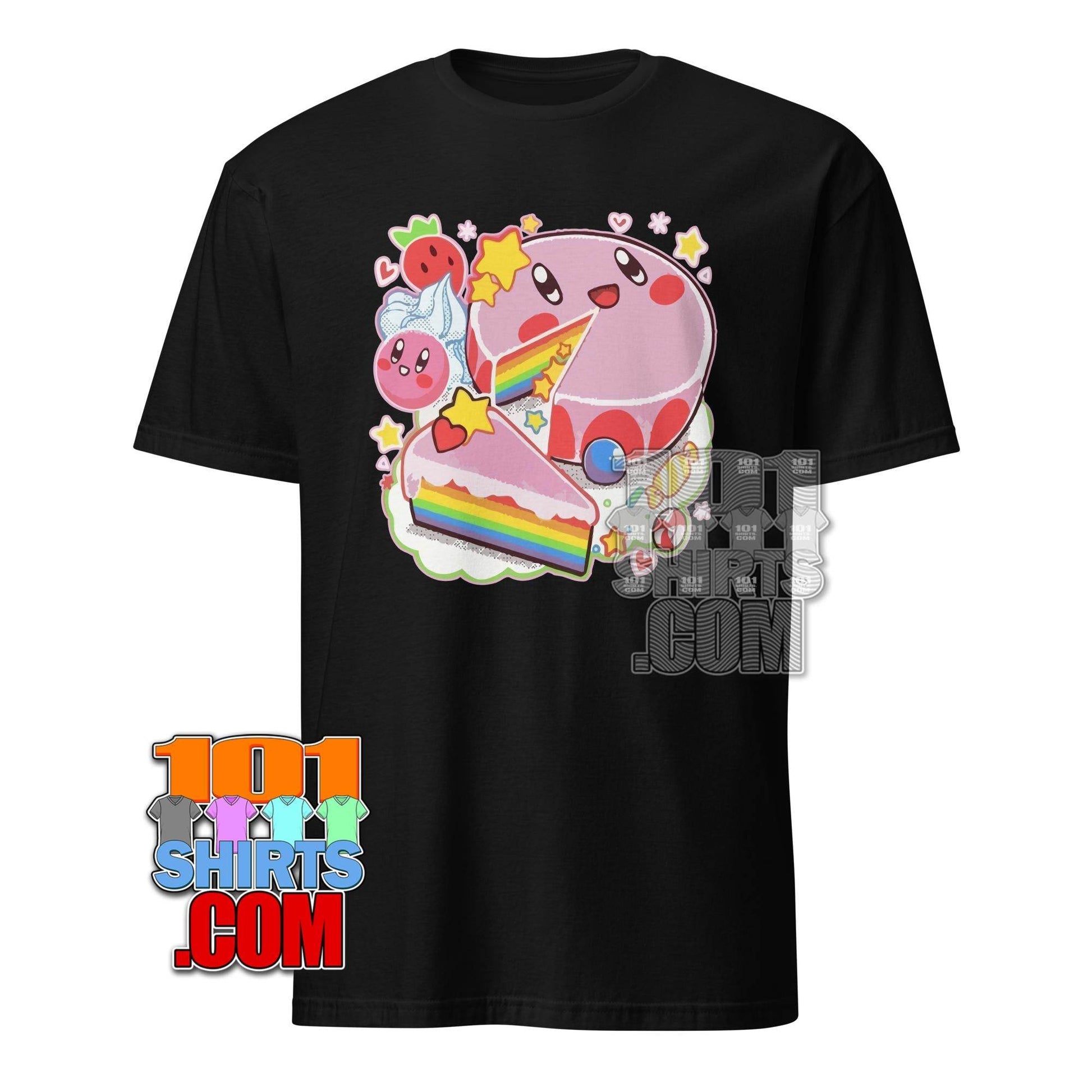 "Kawaii Rainbow Cake" T-Shirt | Adorable Kirby-inspired Dessert Tee | Sweet Gift for Anime Fans, Gamers & Foodies