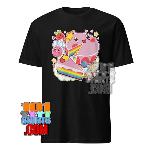 "Kawaii Rainbow Cake" T-Shirt | Adorable Kirby-inspired Dessert Tee | Sweet Gift for Anime Fans, Gamers & Foodies