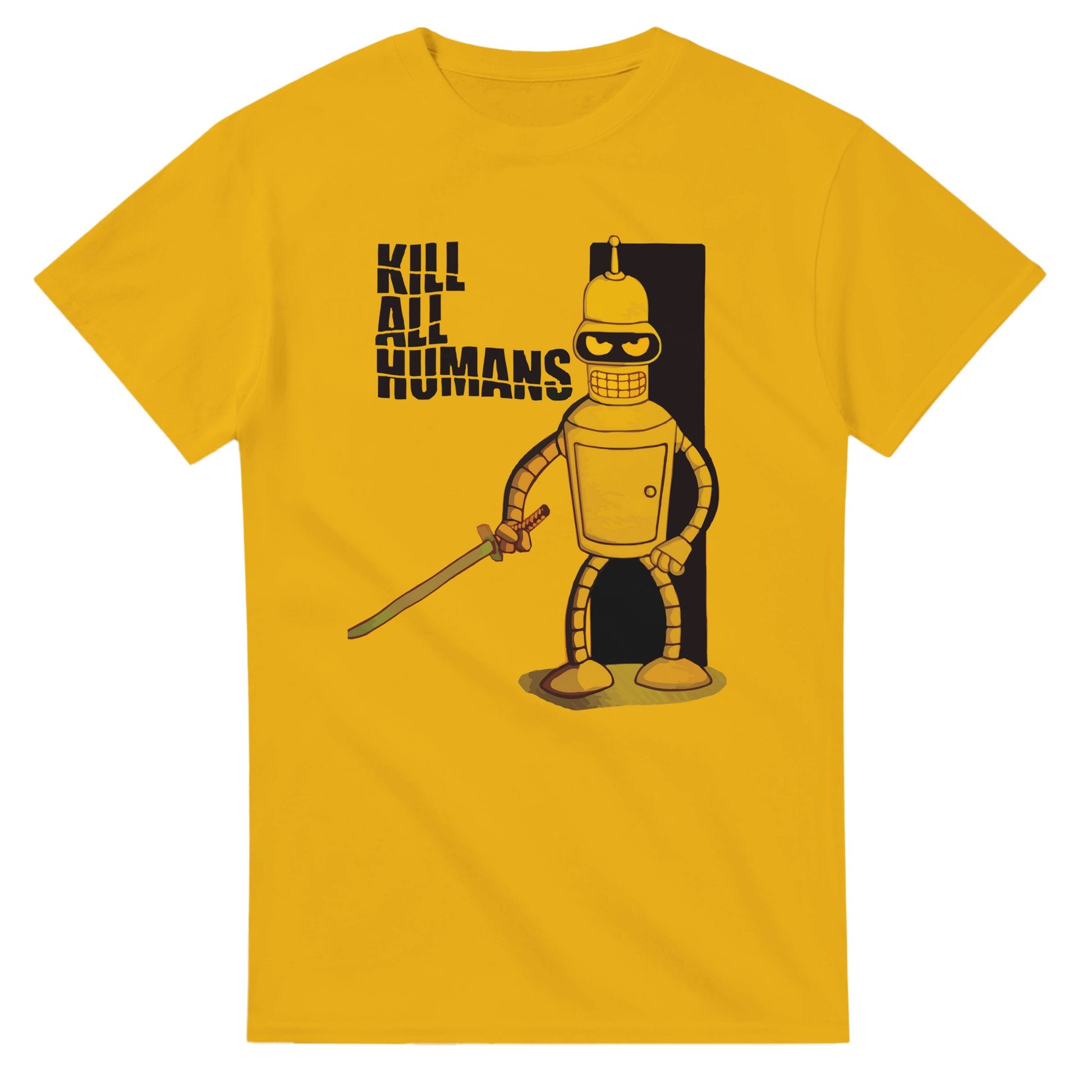 Kill Bill Movie Parody Bender Robot Futurama Kill all Humans Funny T-Shirt