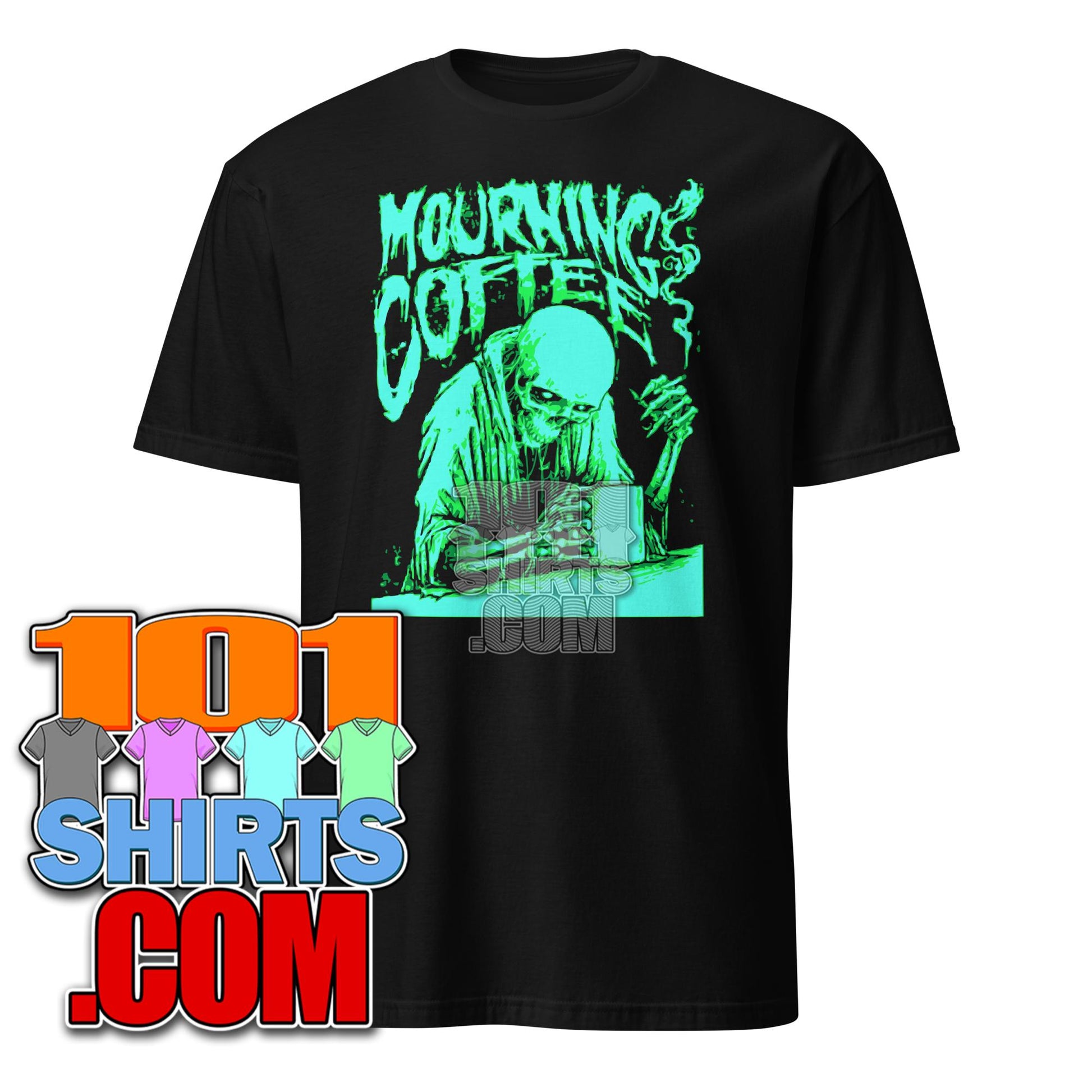 Mourning Coffee Skeleton - Grim Reaper with Coffee Mug T-Shirt