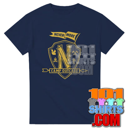 Wednesday Season 2 Nevermore Academy Tee Camp Outcast Emblem Logo Steve Buscemi Barry Dort Shirt