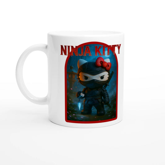 Ninja Kitty Mug - Hello Kitty & Martial Arts Mashup, Stealthy Cute, Unique Anime Fan Gift, Coffee Cup