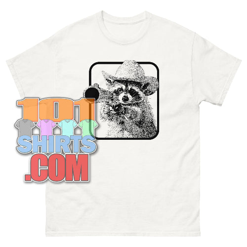 Raccoon Cowboy Gun T-Shirt Wild West Raccoon Tee Bandit Animal Gift