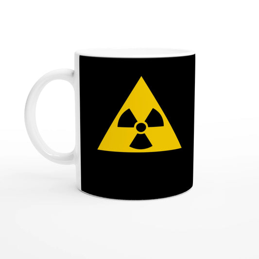 Radioactive Symbol Mug - Bold Warning Sign, Science Geek Gift, Unique Coffee Cup