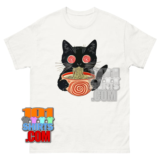 Ramen Cat T-Shirt | Japanese Noodle & Black Cat Tee | Foodie Gift