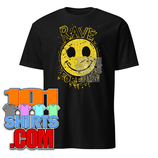 Rave Forever T-Shirt - Retro Smiley Face Music Party Tee