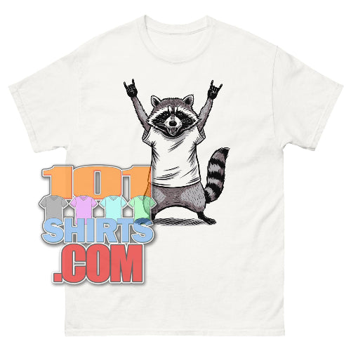 Rock On Raccoon T-Shirt Heavy Metal Raccoon Concert Ready Animal Tee