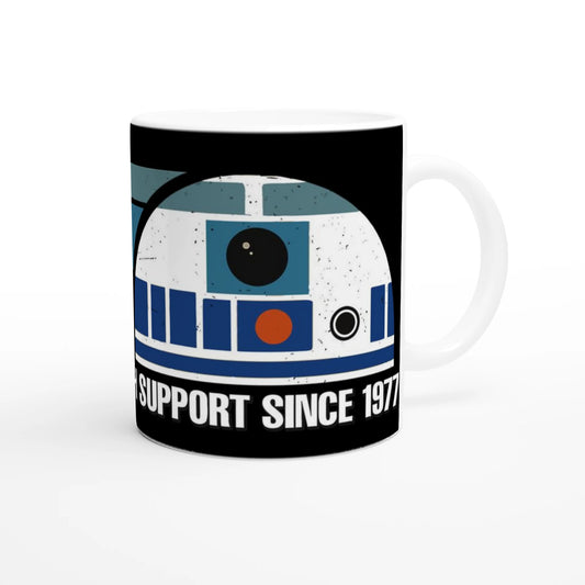 Sarcasm & Tech Support Since 1977 Retro Droid R2 D2 Mug - Star Wars Fan, IT Professional Gift, Sci-Fi Coffee Cup