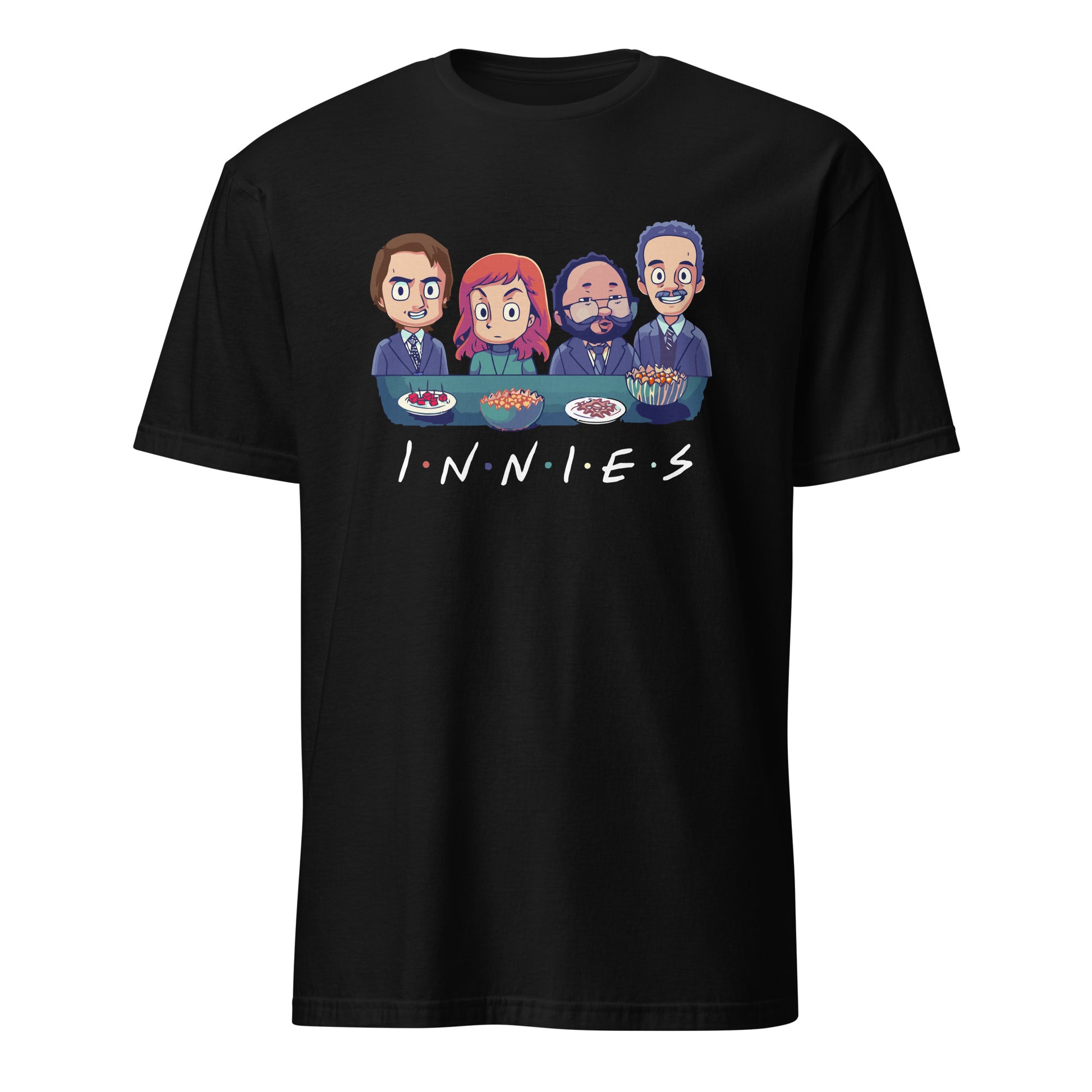 Severeance TV Series Lumon Innies Waffle Party Friends Parody T-Shirt