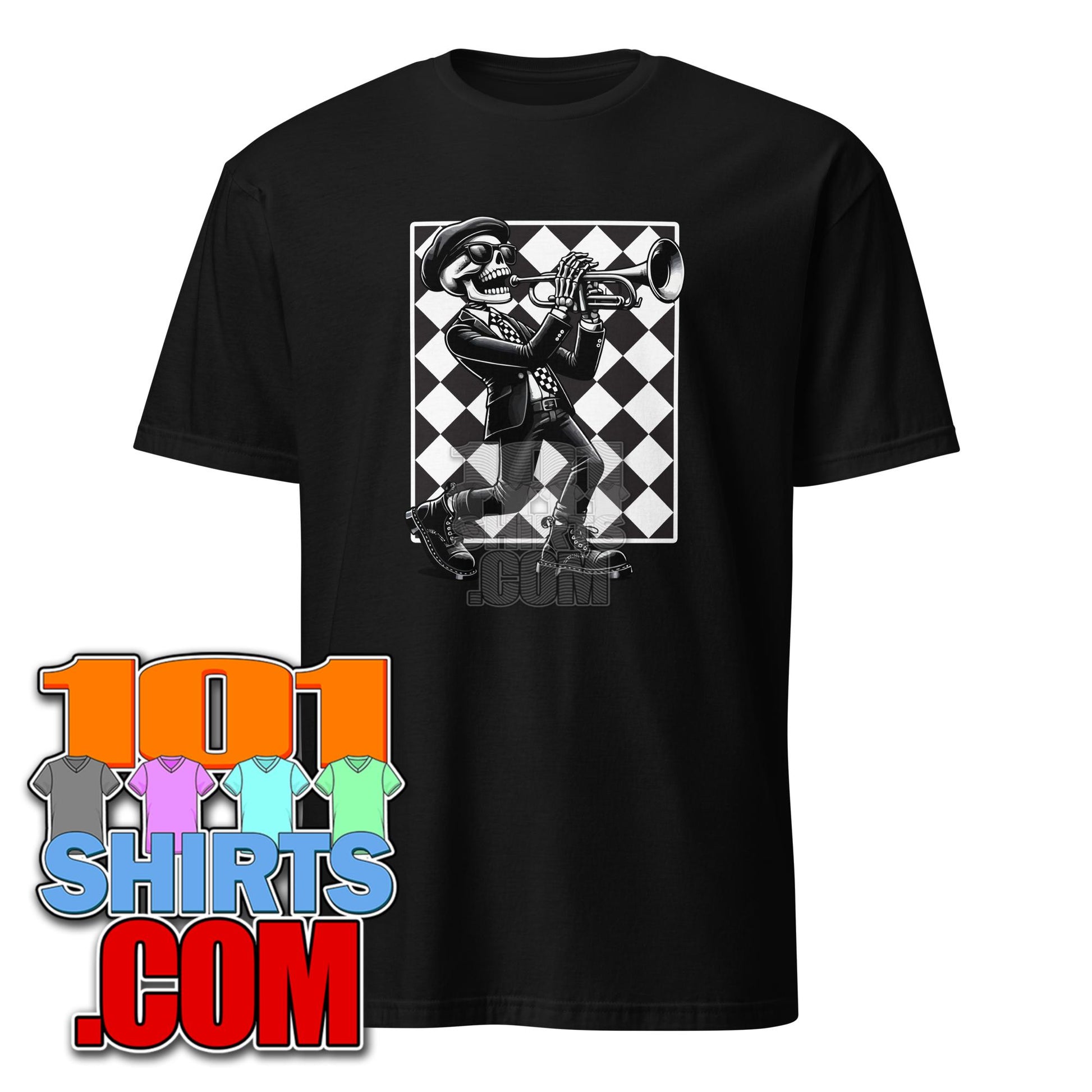 Ska Music Skeleton with Trumpet Jazz Music Style Funny T-Shirt