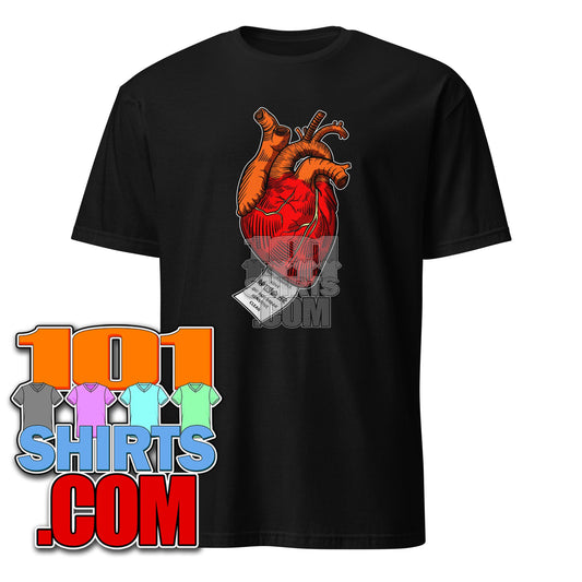 Sustainable Heart Care Instructions T-Shirt - Anatomical Love Tee - Unique Graphic Shirt