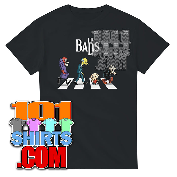 The Bads Abbey Road Parody T-Shirt Cartoon Villains Beatles Gift Tee
