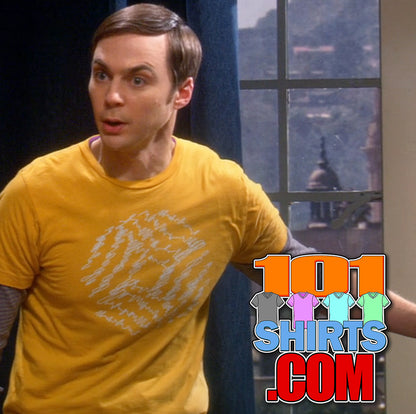 The Big Bang Theory Sheldon Cooper Yellow Round Scribble Graphic Art T-Shirt