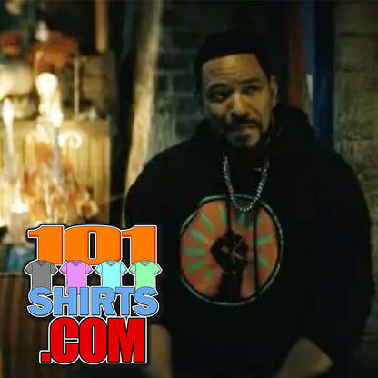 The Boys Season 4 Marvin Mother's Milk M.M. Black Fist Logo Tee worn by Laz Alonso as Marvin T. Milk.