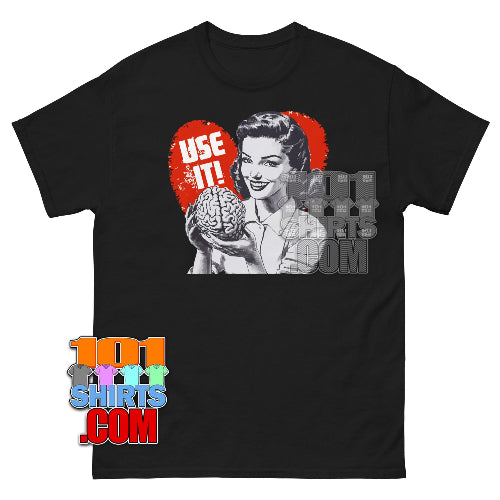 Use Your Brain T-Shirt Retro Wisdom Clever Humor Tee