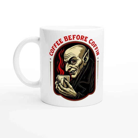 Vampire Coffee Lover Mug - Gothic Horror Art, Unique Spooky Gift, Dracula Fan Coffee Cup - 101SHIRTS
