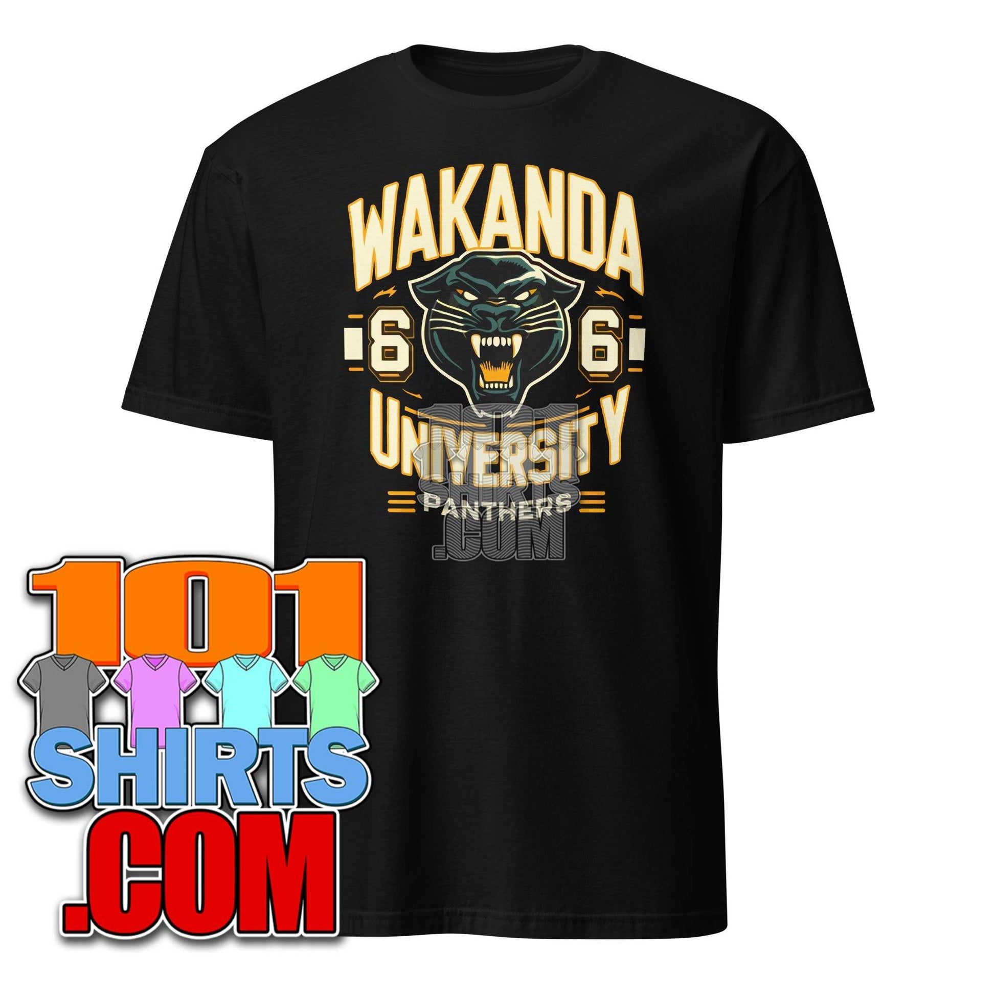 Wakanda University Panthers T-Shirt - Collegiate Superhero Tee - Fictional University Apparel - 101SHIRTS