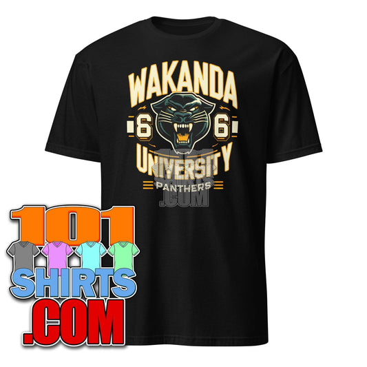 Wakanda University Panthers T-Shirt - Collegiate Superhero Tee - Fictional University Apparel - 101SHIRTS