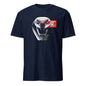 101SHIRTS navy t-shirt featuring angry snake art tee design with bold red and white graphic