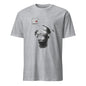 101SHIRTS gray tee with black and white distorted portrait and face blur art print t-shirt