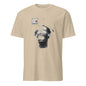 101SHIRTS beige cotton tee with monochrome distorted portrait and face blur art print t-shirt design