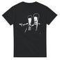 Black Beavis and Butt-Head parody t-shirt featuring cartoon characters in suits holding guns