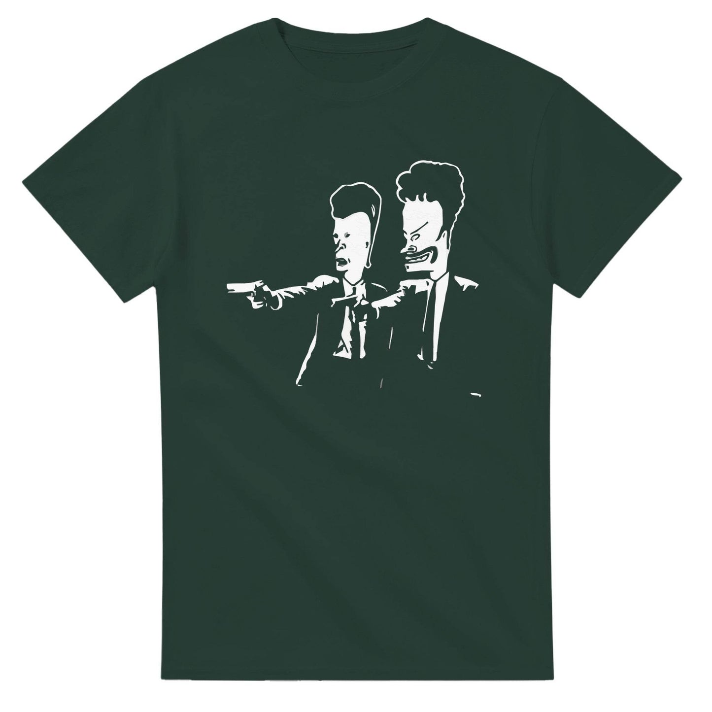 101SHIRTS black Beavis and Butt-Head parody t-shirt with cartoon characters holding guns
