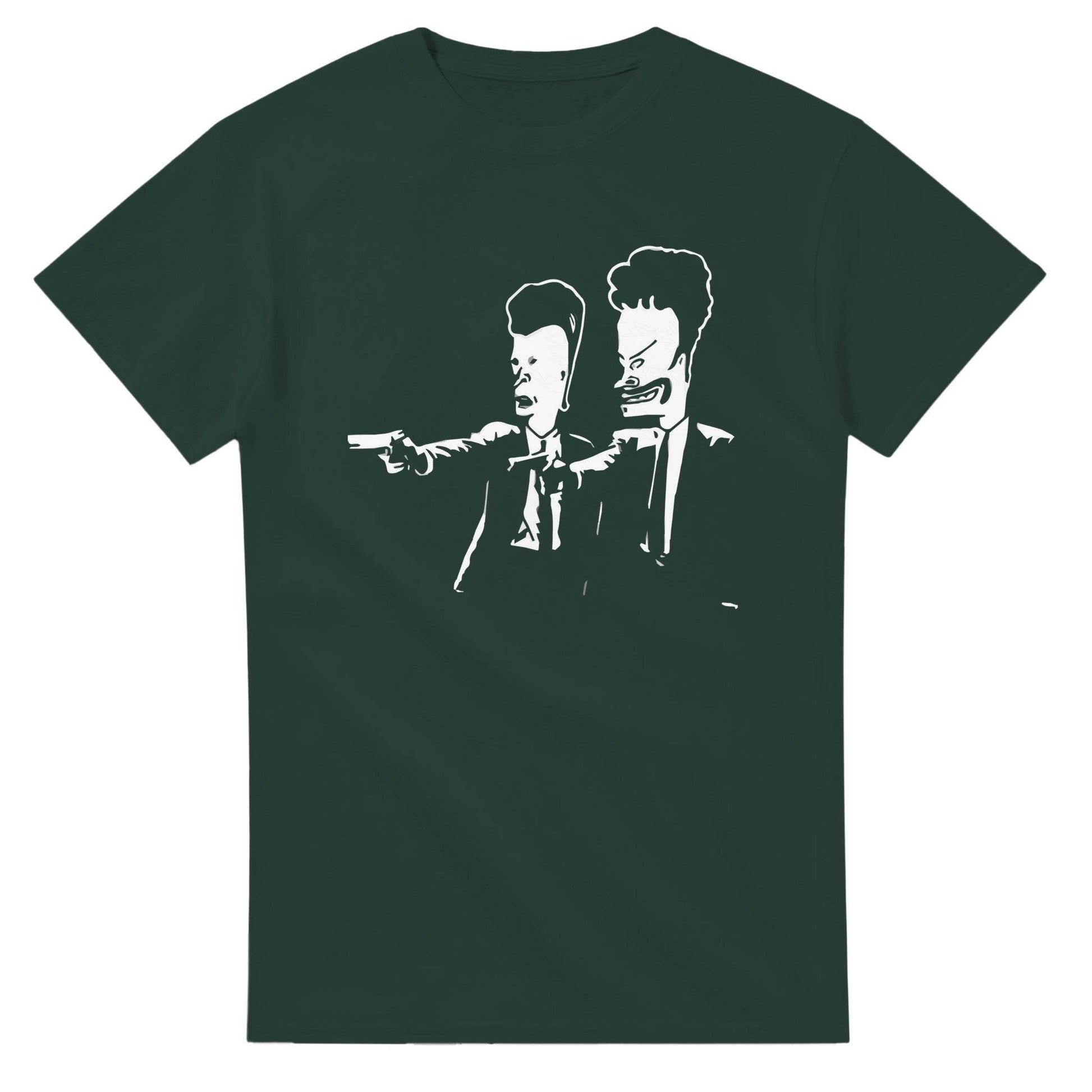 101SHIRTS black Beavis and Butt-Head parody t-shirt with cartoon characters holding guns