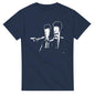 Navy blue 101SHIRTS Beavis and Butt-Head parody t-shirt with black suit character graphic