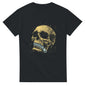 Black T-shirt from 101SHIRTS featuring a skeleton zipper mouth shirt graphic design