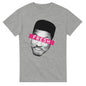 Gray Fresh Prince of Bel Air T-Shirt featuring a graphic face with pink Fresh text across the eyes