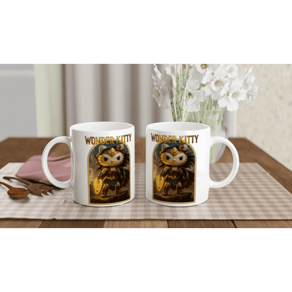Wonder Kitty Mug - Hello Kitty & Wonder Woman Superhero Mashup, Powerful DC Comics Fan Gift, Coffee Cup - 101SHIRTS