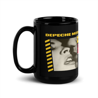 A Question of Lust coffee cup black mug featuring Depeche Mode album artwork by 101SHIRTS