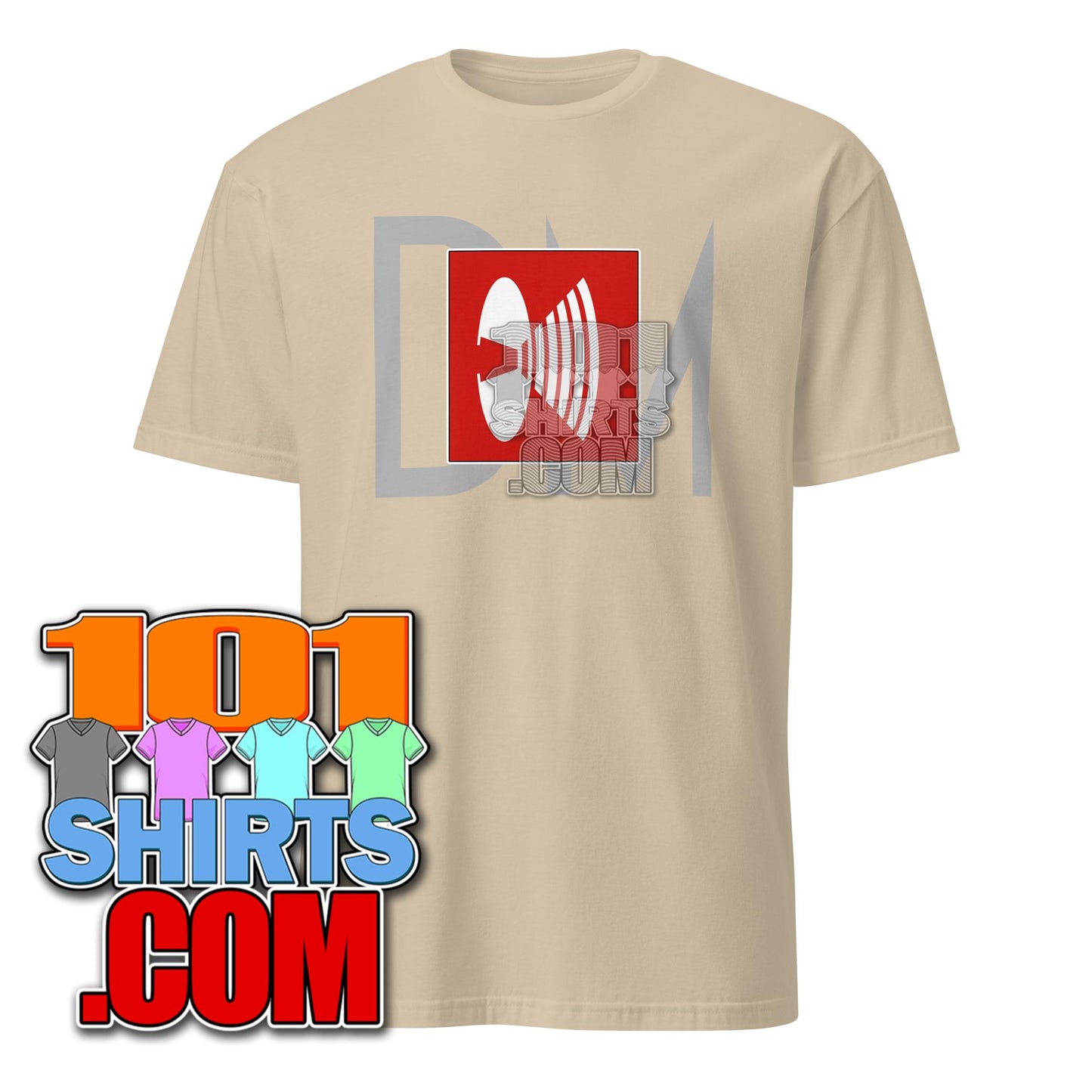 Beige Depeche Mode music t-shirt with red and white graphic design by 101SHIRTS