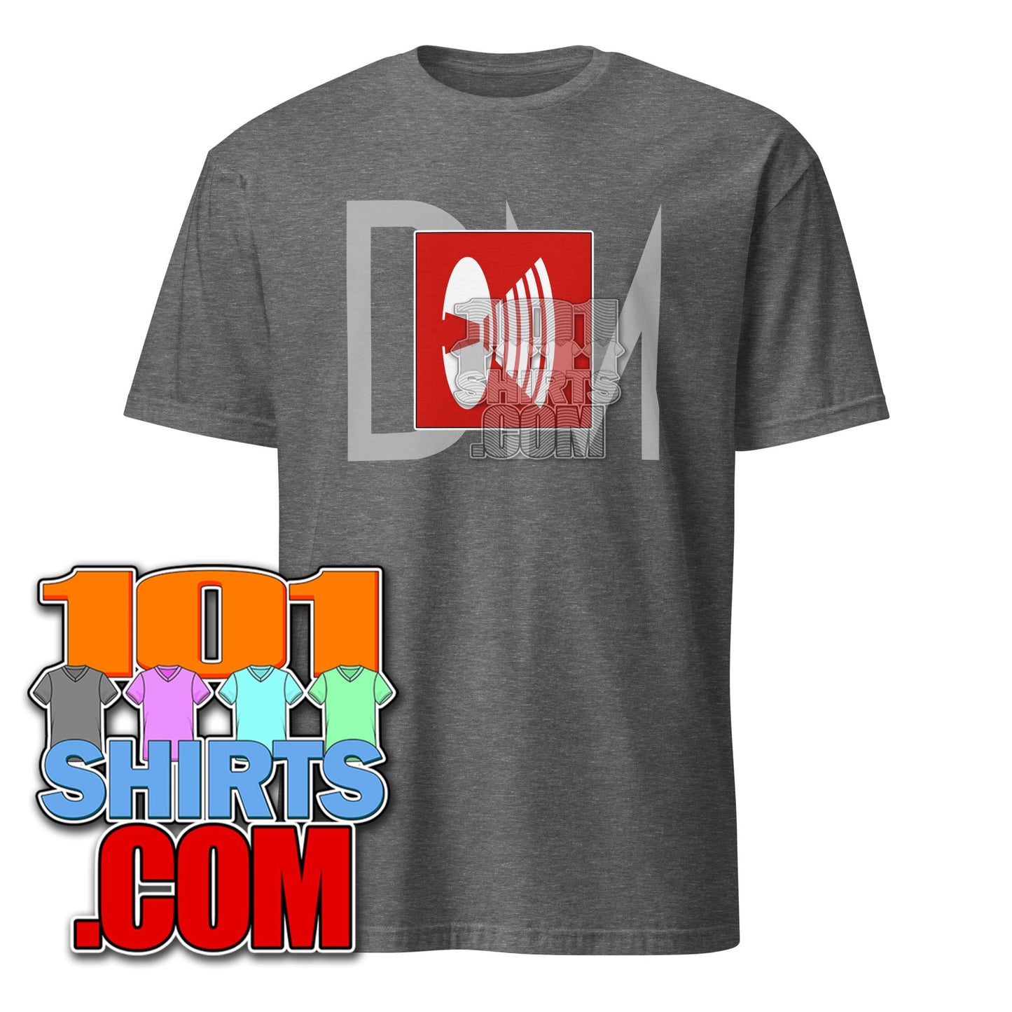Gray Depeche Mode music t-shirt with graphic speaker and band initials design by 101SHIRTS