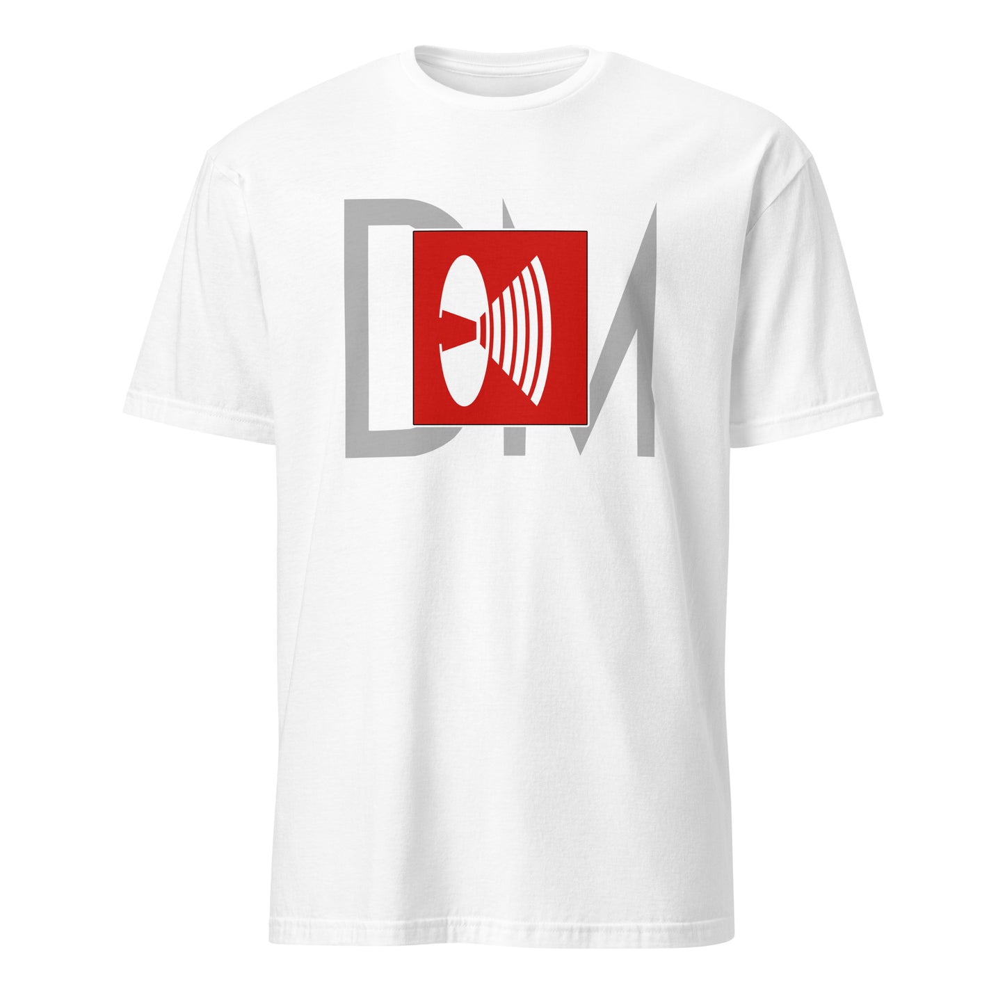 White Depeche Mode music t-shirt with red and gray band logo graphic by 101SHIRTS