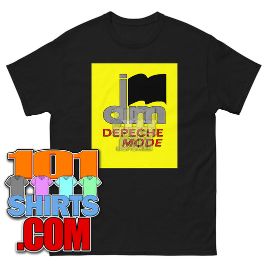 Black Depeche Mode tour t-shirt with yellow square and band logo by 101SHIRTS