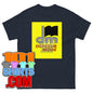 101SHIRTS Depeche Mode tour t-shirt with black flag and yellow background design on black shirt