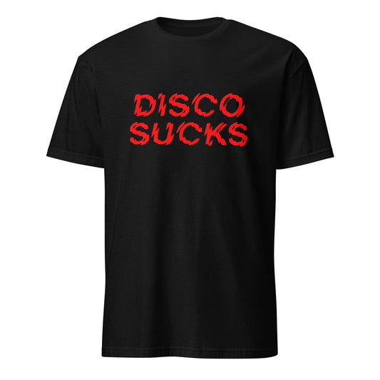 101SHIRTS Black T-Shirt with Disco Sucks Red Print - 101SHIRTS