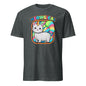 Funny cat unicorn t-shirt by 101SHIRTS featuring a colorful meowgical cat with a rainbow tail and horn