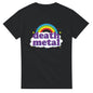 Black funny death metal t-shirt with colorful rainbow and cloud graphic by 101SHIRTS