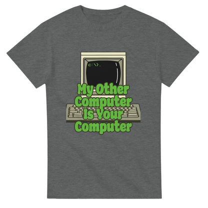 101SHIRTS funny hacker t shirt featuring retro computer graphic with text My Other Computer Is Your Computer