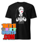 Funny satanic nun t-shirt featuring bold graphic design on a black background