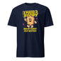 101SHIRTS navy adult humor graphic tee with smiling toast and text I Made A Poopy and My Tummy Felt Better