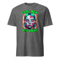 Funny zombie taylor swift halloween tee featuring colorful zombie face and text I like men with brains on gray shirt